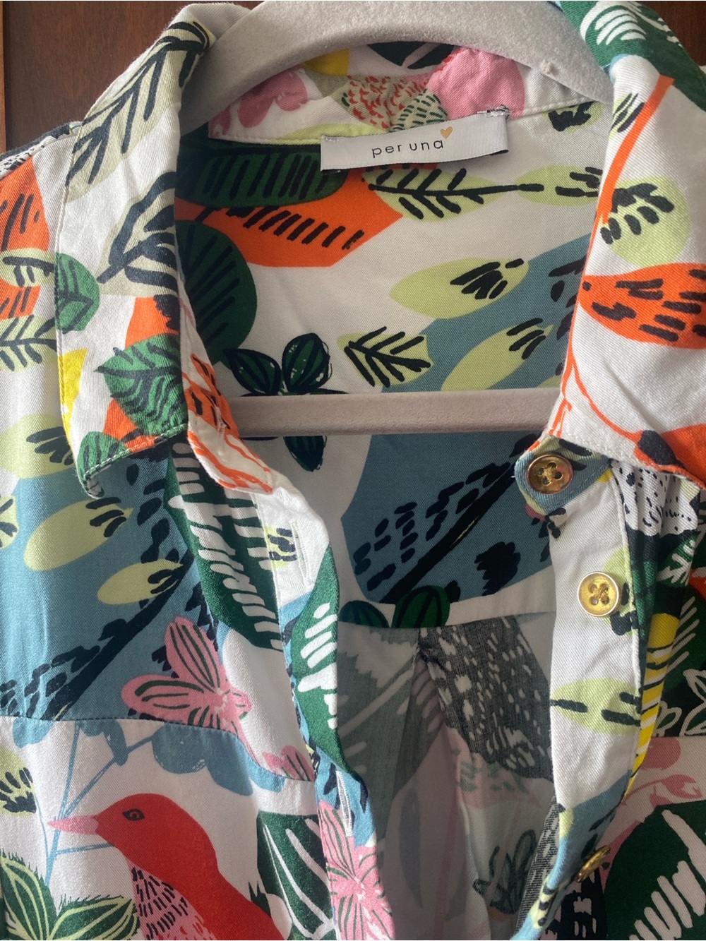 Peruna Floral Bird Print Shirt Dress in Multicolor